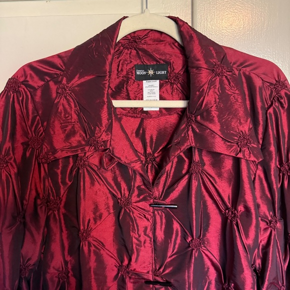 Vintage Connie's Moonlight Burgundy Taffeta Jacket Size Large Lagenlook Evening - Picture 3 of 13